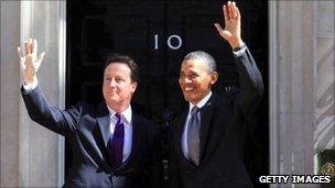 UK PM David Cameron and US President Barack Obama at No 10 Downing St (25 May 2011)