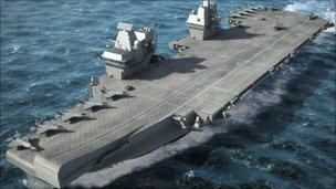 Artist's impression of one of the Royal Navy's super aircraft carriers