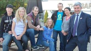 Members of the Canadian mountain bike team with Stephen Castle