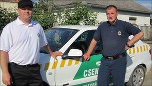 "Gendarmes" working for the mayor in Tiszavasvari, Hungary