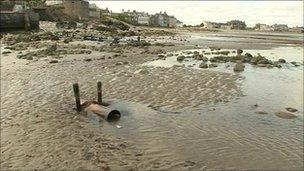 Outlet pipe on beach