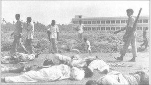 Bodies of non-Bengali civilians who Dr Bose says were killed by Bengali nationalists in Jessore, East Pakistan, in April 1971.