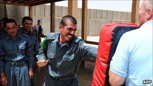 Afghan police recruits being trained in Lashkar Gah, Helmand province - 15 April 2011