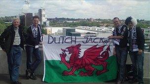 Jan Willem Kerssies (second left) with his father, brother and friend outside Wembley