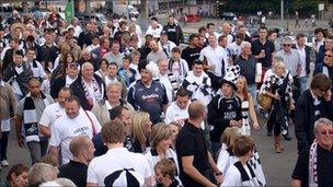 Swansea City fans outside Wembley