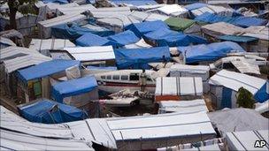 A tent community set up in Haiti's capital of Port-au-Prince after the devastating earthquake