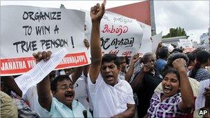 Demonstrators on Thursday in Sri Lanka