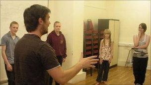 Matthew Rhys leads one of the classes at the Sir Anthony Hopkins Performance academy