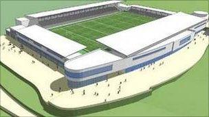 Artists' impression of Stadium for Cornwall