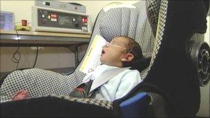 Baby in car seat trial