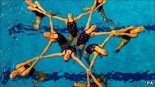 Great Britain's Olympic synchronised swimming squad in action