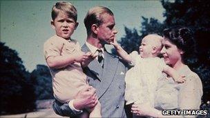 Prince Charles, Prince Philip, Princess Anne and The Queen