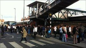 Queues outside Nottingham station