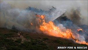 A bonfire out of control at Val de la Mare in 2009