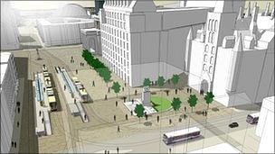 Drawing of a redeveloped St Peter's Square