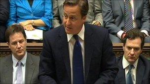 Prime Minister David Cameron speaks during Prime Minister's Questions in the House of Commons