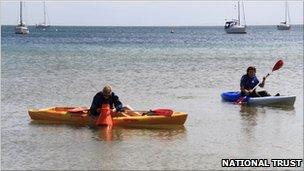 Kayaks at Studland