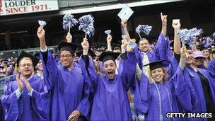 Graduation ceremony in New York stadium