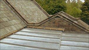 Roof damage at St Michael's Church in Shap