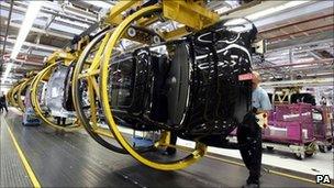 Production line at the BMW UK Mini plant in Oxford