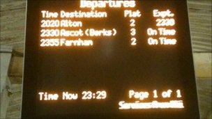 Waterloo departure board