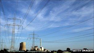 Power plant under blue skies