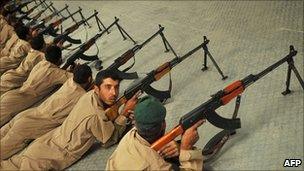 Afghanistan National Army (ANA) soldier soldiers undergo training