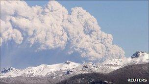 Smoke and ash billow from the Puyehue-Cordon Caulle volcano, Chile (11 June 2011)