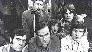 Cast on Monty Python: Michael Palin far right