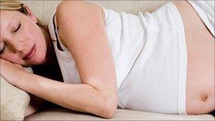 Pregnant woman sleeping