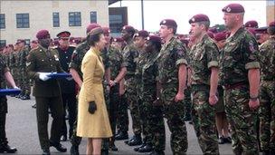 The Princess Royal meets troops from 13 Air Assault Support Regiment