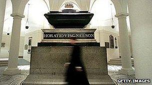 Nelson's tomb at St Paul's Cathedral