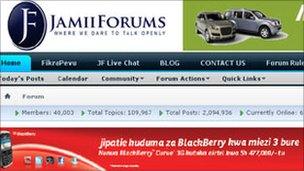 Screen grab from the website JamiiForums