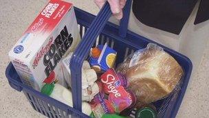 Food in a shopping basket