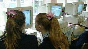 Girls at a computer