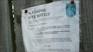 Site planning notice in Welford-on-Avon