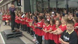 Schoolchildren at M Shed opening