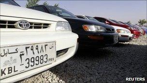 Car with 39 plate at a dealer's in Kabul June 14, 2011.