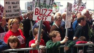 Protest in Cardiff Bay