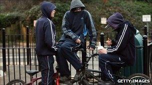 Teenagers on bikes