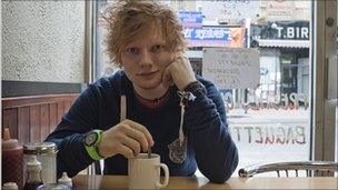 Ed Sheeran in a cafe