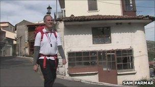 Lord Bates walks through Greece to highlight the Olympic Truce. Picture courtesy of Sam Farmar