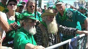 Bearded Northern League supporters in Italy