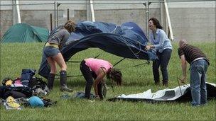 Glastonbury festival-goers