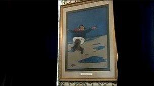 The original Jolly Fisherman painting in Skegness Town Hall