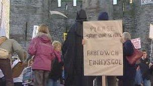 Protest in Caernarfon