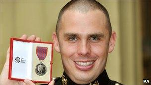 L/Cpl Ryan Shelley, from Solihull, with the George Medal