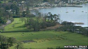 An aerial view of the Roman fort at Ambleside