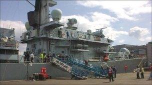 Type 23 frigate Royal Navy ship, HMS Portland in Leith Pic: Lisa Summers