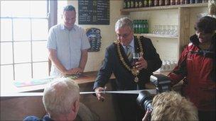 Cardiff lord mayor Delme Bowen performs the opening duties at The Gull and Leek